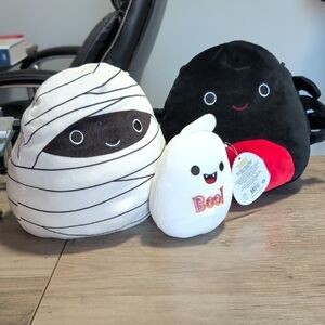 Set Of 3 Halloween Squishmallows- Rare- Mummy, Spider, And Ghost